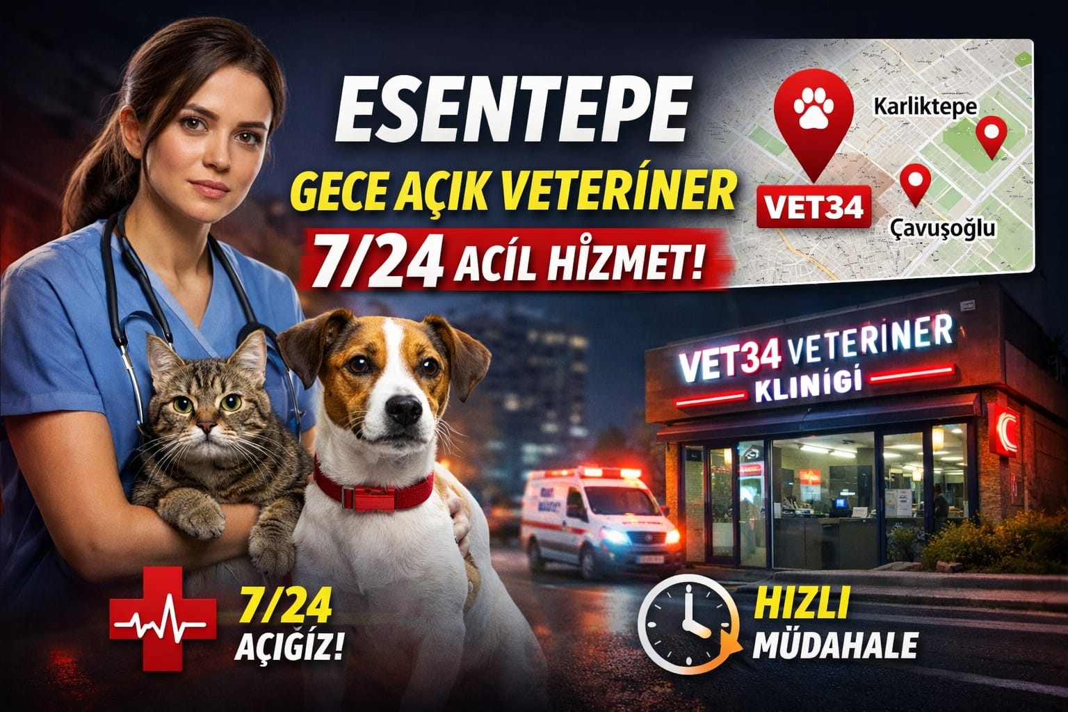 Esentepe Gece Açık Veteriner | 7/24 Acil Veteriner Vet34